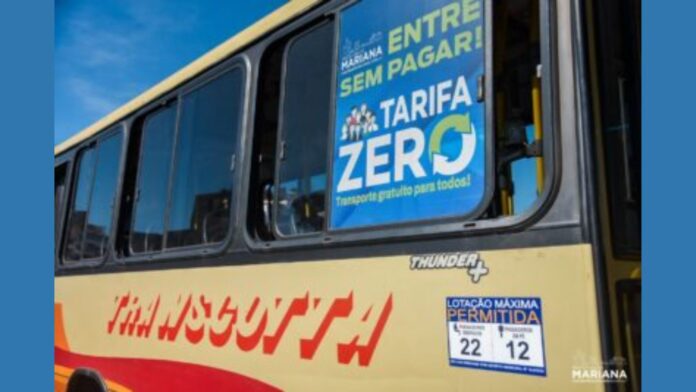 ônibus de transporte coletivo municipal - tarifa zero município Mariana/MG