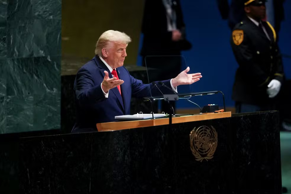 Trump discursa na ONU em 23 de setembro de 2025 — Foto: Shannon Stapleton/Reuters