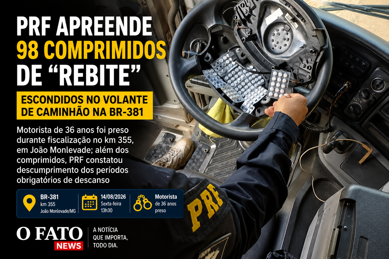 PRF apreende 98 comprimidos de rebite na BR-381 em João Monlevade