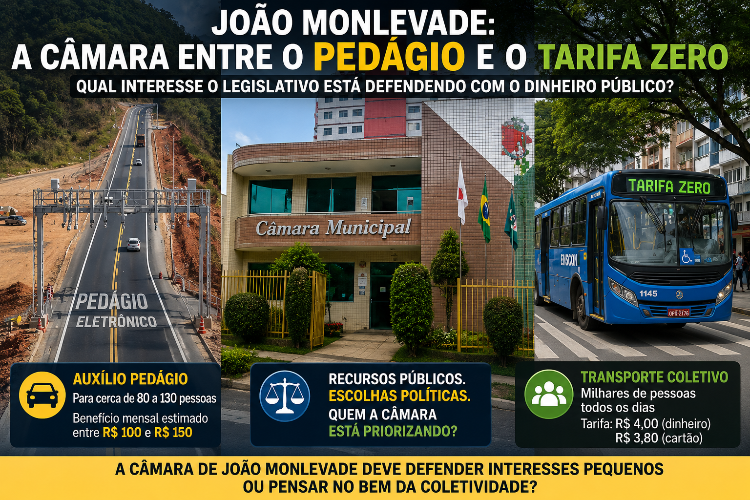 Câmara de João Monlevade entre o Auxílio Pedágio e a Tarifa Zero