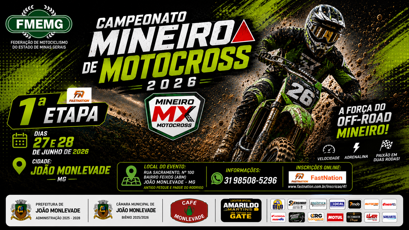 Largada de pilotos durante a etapa de abertura do Campeonato Mineiro de Motocross realizada em João Monlevade.