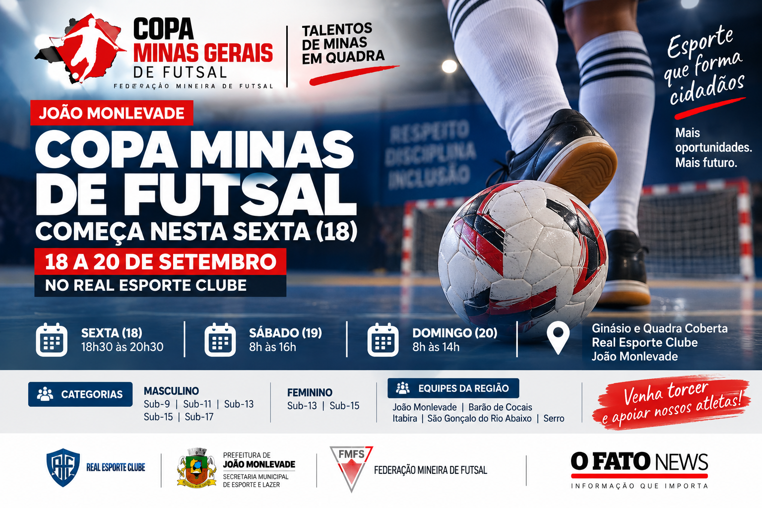Copa Minas de Futsal começa em João Monlevade com jogos no Real Esporte Clube