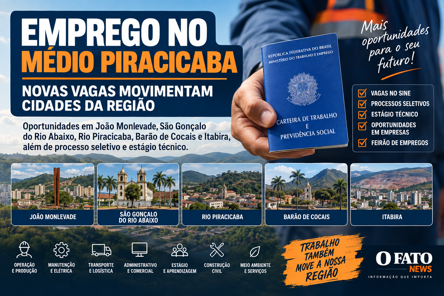Emprego no Médio Piracicaba: novas vagas em cidades da região